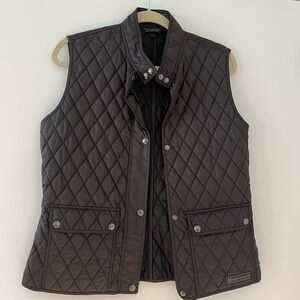 Belstaff Womens Black  Diamond Quilted Vest Jacket Size 46 US10-12 L Snap Pocket
